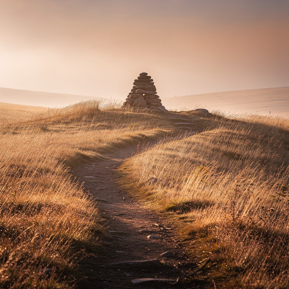 Cairn marking a path across open country — ProActys guiding each phase of a project